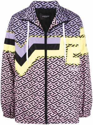 Greca hooded lightweight jacket Versace. Цвет: фиолетовый