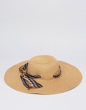 Широкополая женская шляпа с шарфом Boardmans Boardwalk. Цвет: кремовый