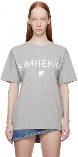 Серая футболка с сердечками KIMHĒKIM