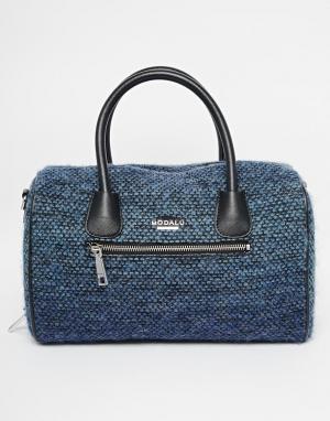 Темно-синяя сумка-боулер из твида Chelsea Modalu. Цвет: темно-синий