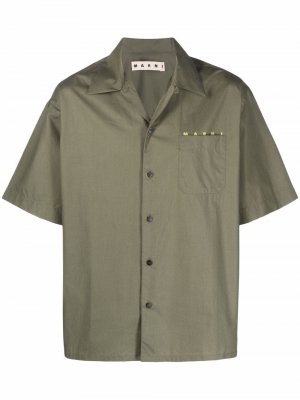 Рубашка с короткими рукавами и логотипом Marni. Цвет: зеленый