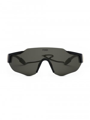 Солнцезащитные очки Baguette с геометрическим рисунком 141 мм , черный Fendi