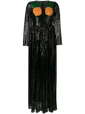 Удлиненное платье с пайетками Alma Alcoolique. Цвет: чёрный