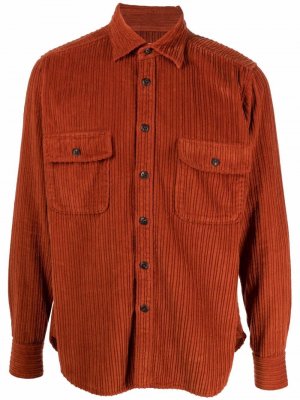 Рубашка в рубчик с длинными рукавами Tintoria Mattei. Цвет: оранжевый