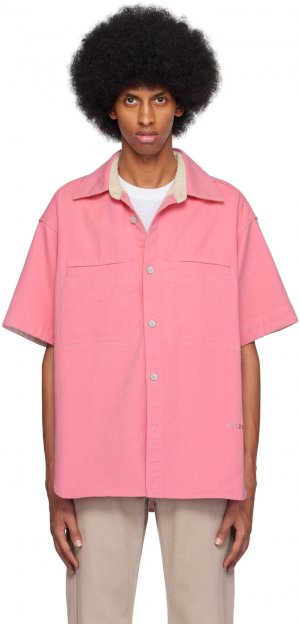 Розовая джинсовая рубашка на пуговицах Wooyoungmi