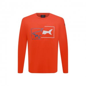 Хлопковый лонгслив Paul&Shark. Цвет: оранжевый