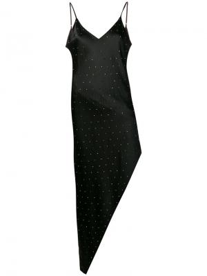 Асимметричное платье с заклепками Amiri. Цвет: черный