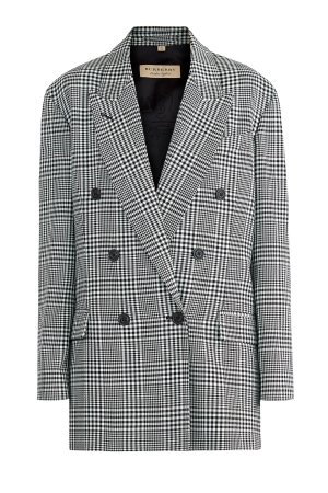 Пиджак в мужском стиле из шерстяной ткани клетку «Принц Уэльский» BURBERRY. Цвет: черно-белый