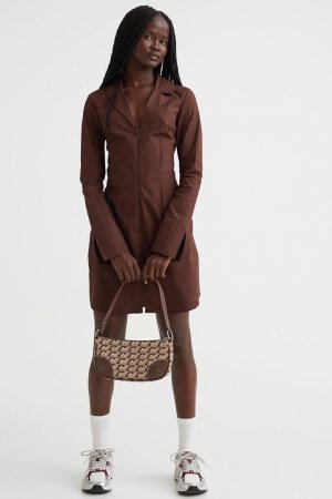 Короткое платье-рубашка , темно коричневый H&M