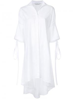 Платье-рубашка со шнуровкой сзади Co-Mun. Цвет: белый