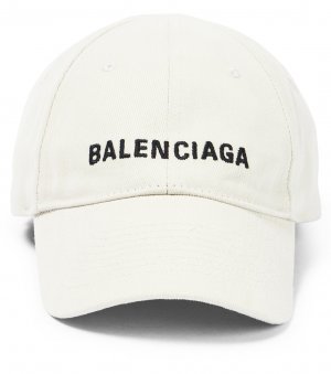 Хлопковая кепка с вышивкой , бежевый Balenciaga Kids