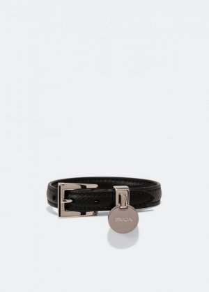 Браслет PRADA Saffiano leather bracelet, черный