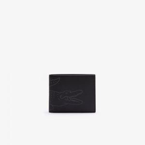 Кошельки Мужской кошелек Fitzgerald из гладкой кожи с принтом крокодила Lacoste. Цвет: синий