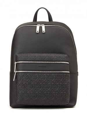 Мужской кожаный рюкзак с черным логотипом Ferragamo