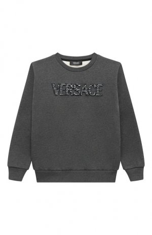 Хлопковый свитшот Versace. Цвет: серый