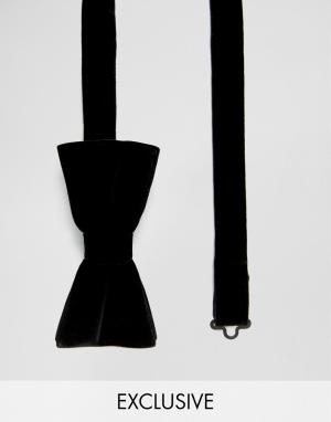 Бархатный галстук-бабочка Noose & Monkey. Цвет: черный
