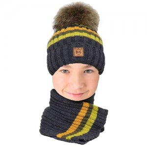 Комплект Детский шапка и шарф BARBARAS на флисе(размер 52-54 см)арт.AZ 5930Q серый. Цвет: серый