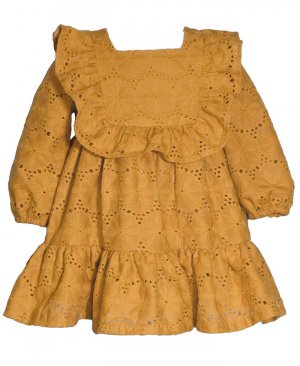 Платье с длинными рукавами и рюшами для маленьких девочек , желтый Bonnie Baby