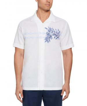 Мужская рубашка с короткими рукавами и графическим рисунком на пуговицах спереди , белый Cubavera
