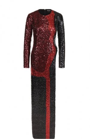 Платье-макси с высоким разрезом и пайетками Tom Ford. Цвет: красный