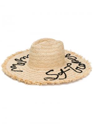 Соломенная шляпа с вышивкой Miu. Цвет: телесный