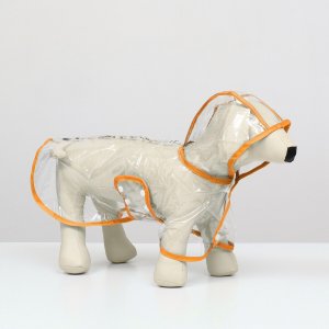 Дождевик для собак, размер s (дс 22, ог 35-38, ош 36 см), оранжевый No brand