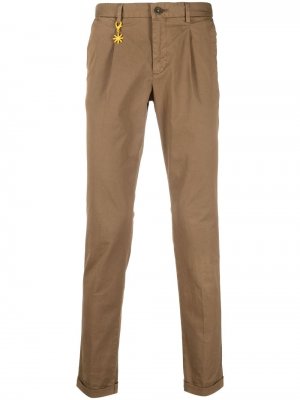 Зауженные брюки с подвеской-логотипом Manuel Ritz. Цвет: коричневый