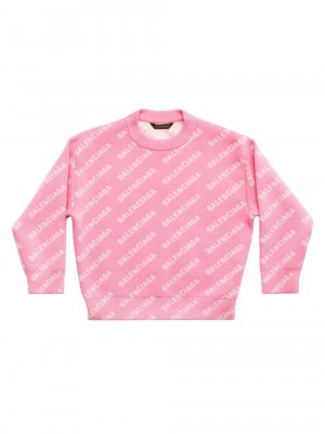 Мини-свитер с логотипом Little Kid's и Mini Allover , розовый Balenciaga