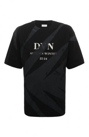 Хлопковая футболка Dries Van Noten. Цвет: чёрный