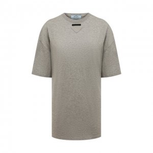 Хлопковая футболка Prada. Цвет: серый