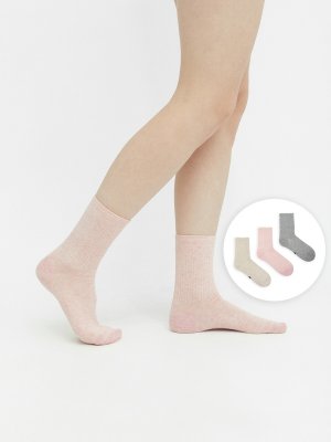 Носки женские набор (3 пары) Mark Formelle. Цвет: розовый мел./бежевый мел. /серый мел.