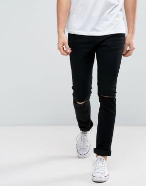 Черные рваные джинсы скинни -Черный Only & Sons
