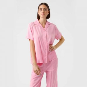 Розовая рубашка с короткими рукавами, повседневная, однотонная Женское VERO MODA