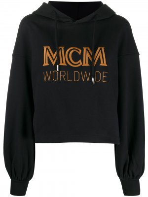 Укороченное худи с логотипом MCM. Цвет: черный