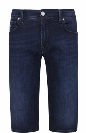 Удлиненные джинсовые шорты с контрастной прострочкой Sartoria Tramarossa. Цвет: темно-синий