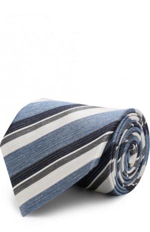 Шелковый галстук в полоску Brioni. Цвет: синий