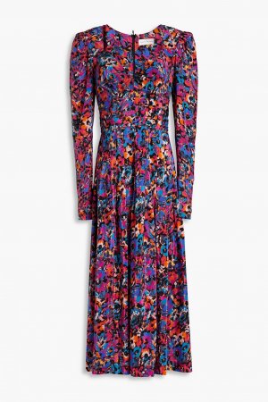 Плиссированное платье миди из крепдешина с принтом REBECCA VALLANCE, разноцветный Vallance