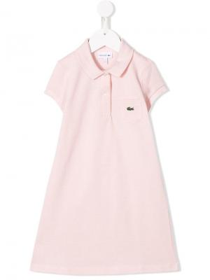 Платье-рубашка с воротником-поло Lacoste Kids. Цвет: розовый