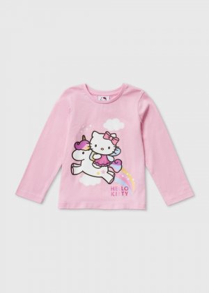 Детская розовая футболка с длинными рукавами и принтом (12 мес.–6 лет), розовый Hello Kitty