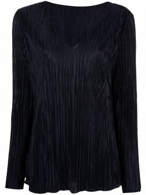 Плиссированная блузка с V-образным вырезом Charlott. Цвет: синий