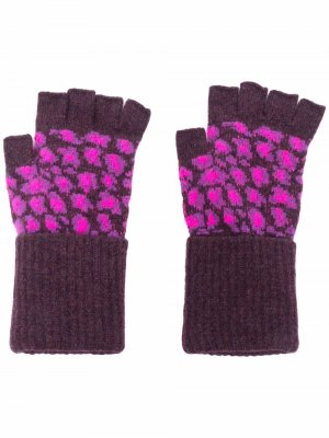 Перчатки-митенки с леопардовым принтом PAUL SMITH. Цвет: розовый