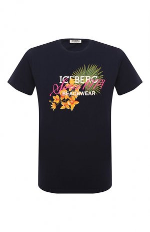 Хлопковая футболка Iceberg. Цвет: синий