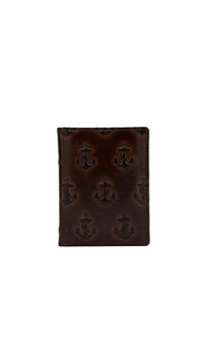 Embossed anchor vertical card holder Jack Spade. Цвет: коричневый