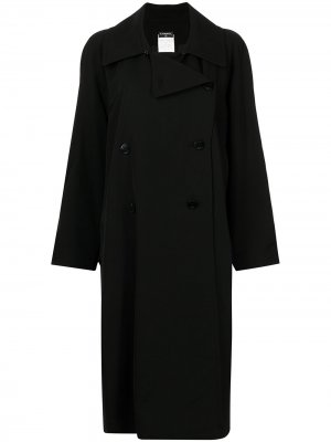Двубортное пальто А-силуэта 1997-го года Chanel Pre-Owned. Цвет: черный