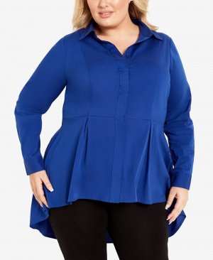 Топ-рубашка с воротником Lani больших размеров , синий Avenue