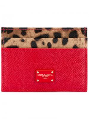 Визитница с леопардовым принтом Dolce & Gabbana. Цвет: красный