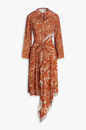 Платье миди из крепдешина Dansy с цветочным принтом , коричневый ANTIK BATIK