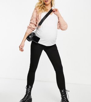 Черные зауженные джинсы с накладкой поверх животика Maternity Jamie-Черный цвет Topshop