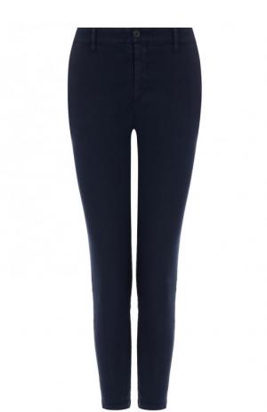 Укороченные льняные брюки с карманами 120% Lino. Цвет: темно-синий