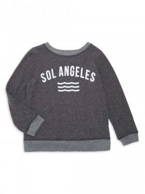 Толстовка с логотипом Little Girl's & Waves , черный Sol Angeles